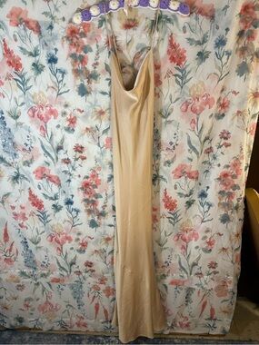 Show Me Your Mumu Satin Slip Dress in Champagne